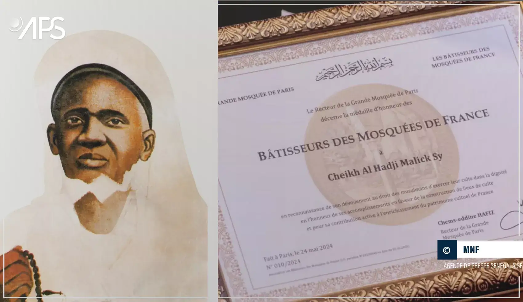 La médaille d’honneur de “Bâtisseurs des mosquées” à El hadji Malick Sy à titre posthume